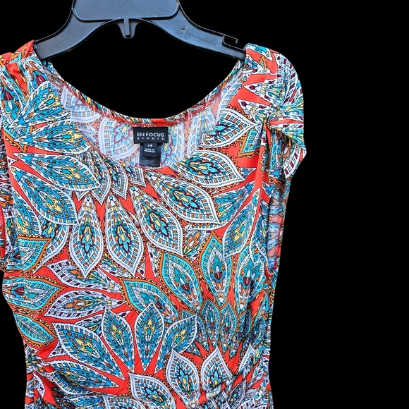 Enfocus Studio Patterned Mini Dress Women Size 14 - Picture 5 of 16